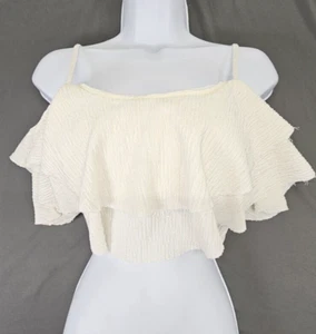 Women's Swimm Summer Beach Ruffle Layer Bikini Top XL Ivory - Picture 1 of 8