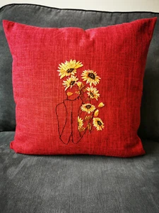 Hand Embroidered solid Pillow Cover - Picture 1 of 2