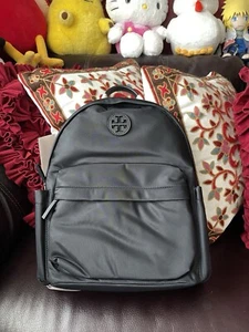 NWT Tory Burch 88368 Ella Nylon Backpack Black Medium Bag - Picture 1 of 10