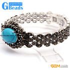 Oval Beads Fashion Jewelry Tibetan Silver Marcasite Link Bracelet 25mmx30mm 7"