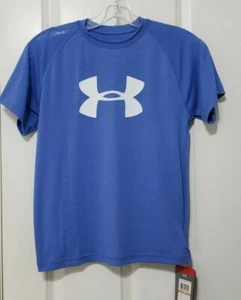 NUEVO CON ETIQUETAS UNDER ARMOUR Niños Azul HeatGear Camisa Manga Corta Juvenil Pequeña YSM - Imagen 1 de 11