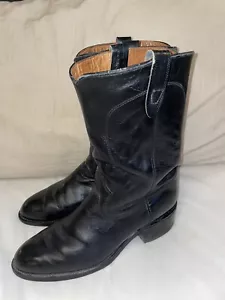 Texas Co. Cowboy Boots Leather Black AVONITE Hypalon Oil Resistant 10D 8300 - Picture 1 of 16