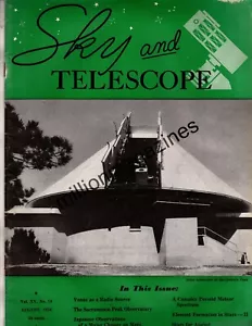 1956 Sky and Telescope August - Major Changes on Mars; Venus as a radio source - Picture 1 of 1