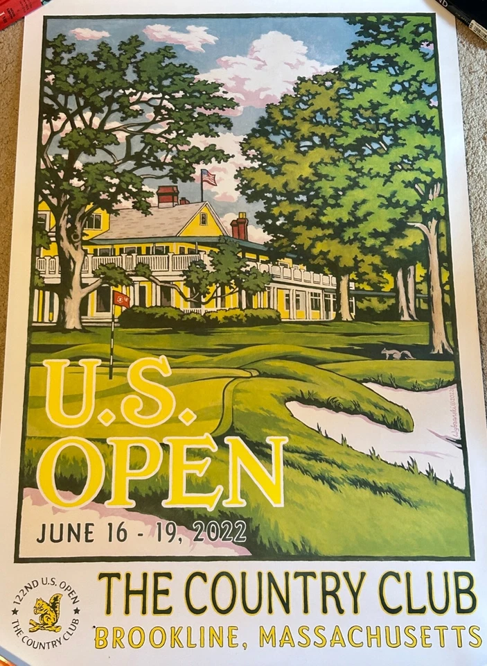 Póster del US Open Golf 2022 The Country Club Brookline Lee Wybranski 36 x 24 abolladuras Foto 1 de 1