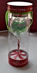 CHRISTMAS Wine Glass Handpainted TOP SHELF Barware with a Twist CANDYCANE Motif - Picture 1 of 8