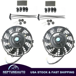 2x 7" inch Universal Electric Radiator OD Slim Fan Push/Pull 12V w/Mounting Kit - Picture 1 of 6