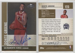 2008-09 Topps Co-Signers Rookie Gold Auto /25 Donte Greene #123 Rookie Auto RC