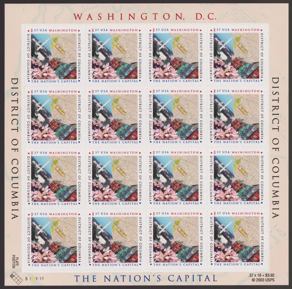 Scott #3813 District of Columbia Sheet of 16 Stamps - MNH - Image 1 of 1