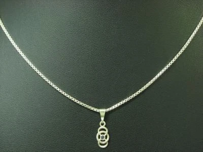 925 Collana IN Argento Sterling & 835 Ciondolo Con Spinello Ricoperto / 45,0cm - Immagine 1 di 3