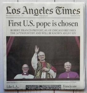 POPE LEO XIV Los Angeles Times LA First US Pope May 9, 2025 Newspaper NEW L.A. - Picture 1 of 1