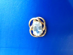 14K Solid Yellow Gold & Light Blue Glass (Stone?) Single Ear Stud Earring - Picture 1 of 5