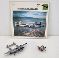 2 Lockheed P-38 Lightning Aircraft Various Scale Diecast Models & Info Card