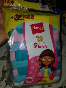 NEW Hanes Girl's Briefs Underwear 12 Pairs Size 4 Multicolor  - Picture 1 of 3