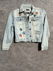 Disney Forever 21 Jean Jacket Girls 9/10 Patches Finding Nemo Dory Cropped Blue - Picture 1 of 10