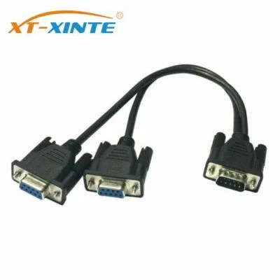 DB9 Male to 2 Female Serial Rs232 Splitter Cable Rs232 Male to 2 Female 2 New - Image 1 of 3