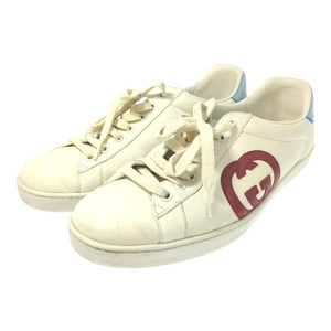 GUCCI Gucci Logo Leather Sneakers/625783/8 1/2/Off White/Sports - Picture 1 of 10