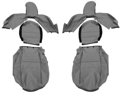 适合保时捷 Boxster 1997 - 2004 灰色皮革座椅套带穿孔插入件 — 第 1/4 张图片