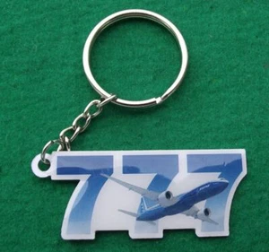 Rare Boeing 777 Triple Seven 7 Airplane Passenger Aircraft Logo Key Chain Ring - Picture 1 of 2