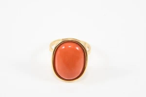 N89L08- Gold 585 14kt Ring mit Koralle - Picture 1 of 12