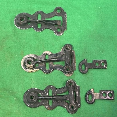Three Vintage Antique Thumb Latch Door Hardware Victorian Cast Iron Lock Part - Image 1 of 4