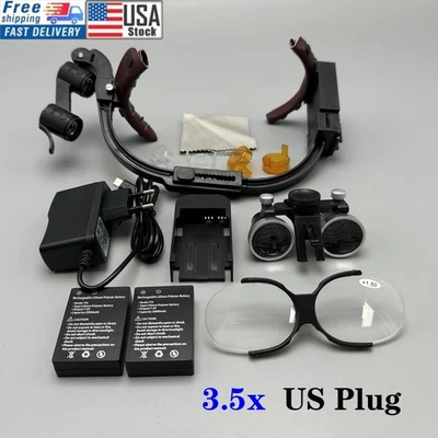 Lupa binocular quirúrgica dental lupa 3,5x luz LED médica EE. UU. Foto 1 de 4