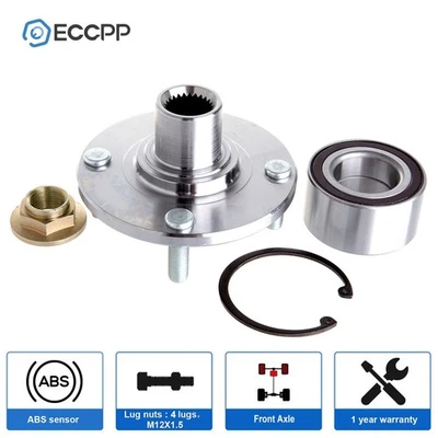 1X Kit de buje y cojinetes de rueda delanteros para Ford Focus 2000-2008 2009 2010 2011 4 tacos Foto 1 de 4