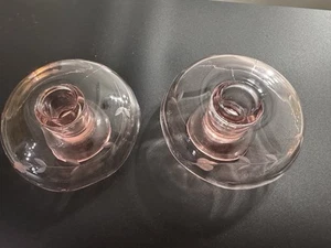 Vintage 1930’s Pink Depression Cambridge Glass Etched Taper Candlestick Holders - Picture 1 of 8