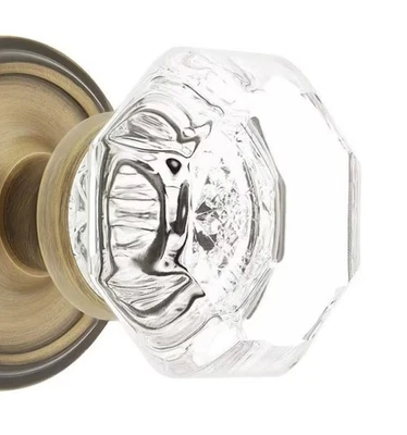 НОВЫЙ набор прозрачных вальдорфских хрустальных дверных ручек со старинными латунными основаниями (RH/Rejuvenation) - Изображение 1 из 4