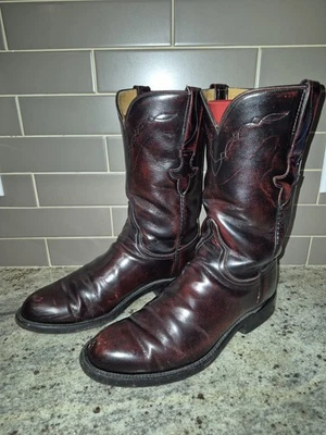 Lucchese Burgundy Red Cherry Leather Cowboy Boots Size 7.5 B - Image 1 of 4