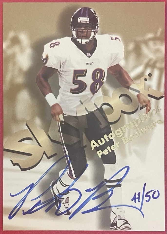 Peter Boulware 1998 Skybox Premium Autographics Blue Ink /50 #D 41/50 Ravens - Image 1 of 2