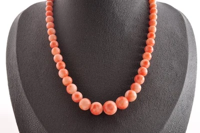 Vintage Angel skin coral  Necklace (17.3in 162.0ct) 925 silver clasp Certificate - Image 1 of 4