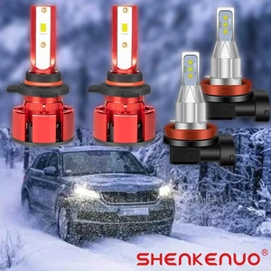 9012+H11 LED Headlight Kit Fog Light Bulbs Kit High Low Beam Super Bright 4x - Picture 1 of 13