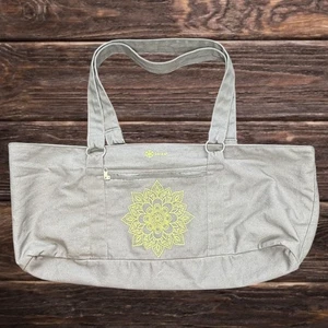 Gaiam All-Day Yoga Mat Carrying Canvas Tote Bag Gym Travel Embroidered Gray - Picture 1 of 6