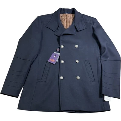 Mens Moda Crise Wear Navy Wool Blend Double Breasted Slim Fit Blazer Coat 40/50 - Image 1 of 4