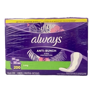 Always Anti-Bunch Xtra Protection Liners, Long 200 Count - Picture 1 of 2