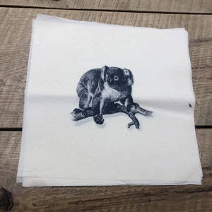 5 Quilt Squares Pre- Stamped Blocks 11” Square Dark Blue  Koala Bear - Picture 1 of 4