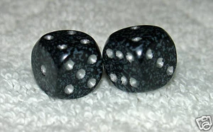 MINI 1/2" BLACK SPECKLED DICE PAIR - Picture 1 of 1