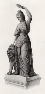 1800er Ludwig Michael Schwanthaler Kupferstich "Die bayerische Heimat" gerahmt COA - Bild 1 von 2