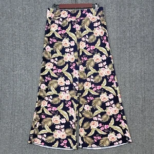 O'Neill Pants Womens Large Blue Floral Soft & Flowy Elastic Waist Wide Leg Crop - Picture 1 of 11