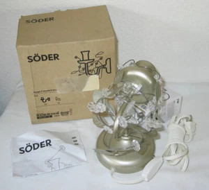 Vintage Retired IKEA SODER Silver Wall Sconce Light w Leaves & Glass Flowers - Picture 1 of 2