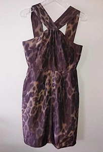 Banana Republic Brown Animal Print Halter Dress Party Size 6 Lined - Bild 1 von 8
