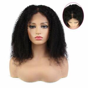 Afro Kinky Curly Human Hair Wig Virgin Indian 13x4 Lace Front Wigs Natural Black