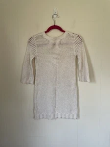 Girls crochet white dress long sleeve sheath open knit pullover size XL - Picture 1 of 10