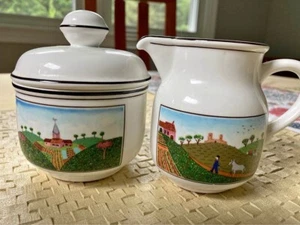 SET 3 zuccheriera e coperchio cremoso Villeroy & Boch Naif fattoria fiori coniglio BELLI! - Foto 1 di 5