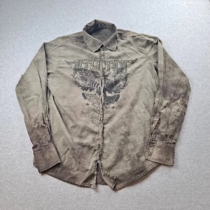 Affliction Shirt Men Large Green Grunge Gothic Rockabilly Distressed 90s Y2K US - Picture 1 of 8