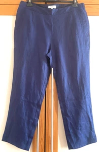 EAST Women's Navy Linen Cropped Ankle Grazer Trousers Size 16 - Picture 1 of 7