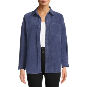 Nine.Eight Shacket Women’s Size XXL Blue 100% Polyester Corduroy Long Sleeves - Picture 1 of 4