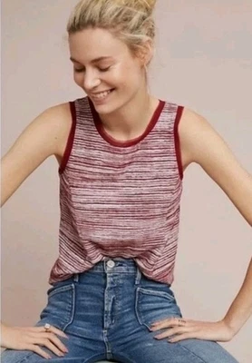 Camiseta sin mangas Anthropologie Vanessa Virginia Indira roja texturizada para mujer Foto 1 de 4