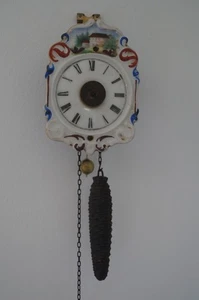 Black Forrest Jockele wall clock with porcelain face and enamel dial c.1860 - Picture 1 of 22