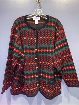2X Cárdigan Vintage Botones Tono Dorado, Tally Ho Azul Marino Rojo Verde Foto 1 de 4